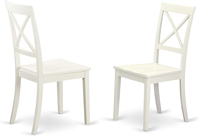 East West Furniture LGBO5-LWH-W 5 Piece Modern Dining Table Set Includes a Rectangle Wooden Table with Butterfly Leaf and 4 Kitchen Dining Chairs, 42x84 Inch, Linen White