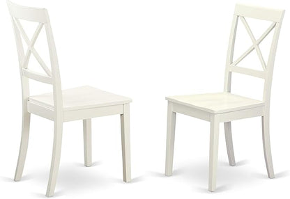 East West Furniture NDBO5-LWH-W 5 Piece Dining Room Table Set Includes a Rectangle Dining Table with Dropleaf and 4 Wood Seat Chairs, 30x48 Inch, Linen White