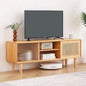 Tiita Rattan TV Stand for 55 Inch TV, Bamboo TV Cabinet with Adjustable Shelf and Storage, Boho Entertainment Center, Mid Century Modern Media Console for Bedroom, Living Room, Study (Natural)