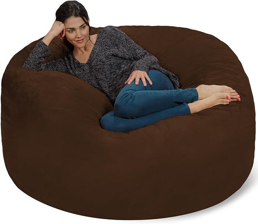 Chill Sack Bean Bag Chair - 5' Giant Memory Foam Lounge Chair with Soft Microfiber Cover – Cozy Furniture for Living Room, Dorm, & Kids' Rooms – Comfortable 5 Ft, Microsuede Lounge Sofa, Chocolate