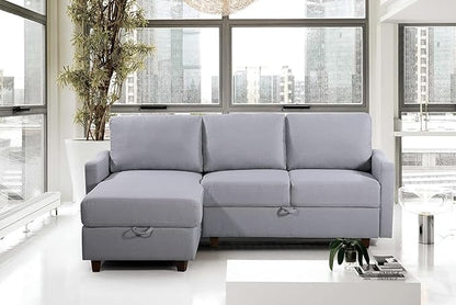 Container Furniture Direct Sectional Sofa with Storage – Modern Upholstered Living Room Couch, Reversible Chaise for Home, Apartment, Office, 81.9” L, Light Grey