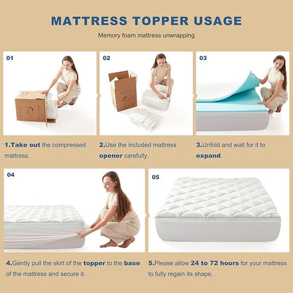 Bedlore 4-Inch King Mattress Topper for Back Pain - Dual Layer Medium Support (2" Gel Memory Foam + 2" Cooling Fluffy Pillow Top Pad), Breathable & Pressure Relief (Gray)
