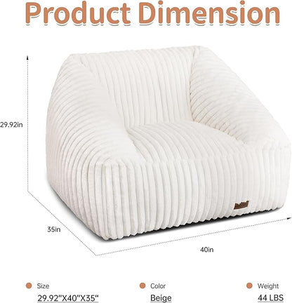 HABUTWAY Bean Bag Chair, Giant Bean Bag Chairs for Adults and Kids, Bean Bag Sofa, Lazy Floor Sofa, Faux Fur Beanbag Chair with Armrests for Living Room Bedroom (Beige)