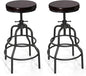 LOKKHAN Vintage Industrial Bar Stool-Rustic Swivel Bar Stool-Round Walnut Wood Metal Stool-Counter/Bar Height Adjustable Pipe Stool-Cast Steel Stool 23.62"-29.52" (Set of 2)