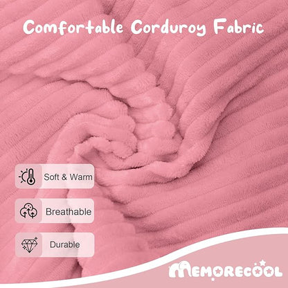 MeMoreCool Modular Kids Couch, Corduroy Play Toddler Couch for Bedroom Playroom Furniture, Convertible Foam Kids Sofa Bed, Fold Out Baby Sofa for Girl Boy, Pink