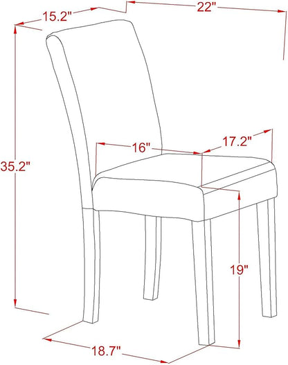 X02DA-208-12 - 5-Pc Kitchen Table Set includes an Extendable Rectangle Kitchen Table, 2 Polyester Fabric Dining Chairs and 2 Modern Benches, 39x120 Inch, Antique Walnut
