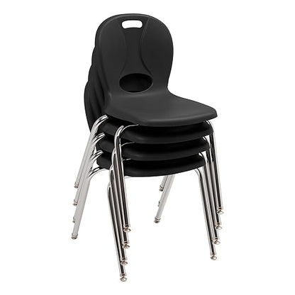Learniture LNT-116-CSW-BK Learniture Structure Series Stackable School Chairs for Classroom, 16" Seat Height, Black, Pack of 4