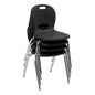 Learniture LNT-116-CSW-BK Learniture Structure Series Stackable School Chairs for Classroom, 16" Seat Height, Black, Pack of 4