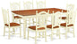 East West Furniture DOVE9-WHI-W 9 Piece Dining Room Table Set Includes a Rectangle Kitchen Table with Butterfly Leaf and 8 Dining Chairs, 42x78 Inch, Buttermilk & Cherry