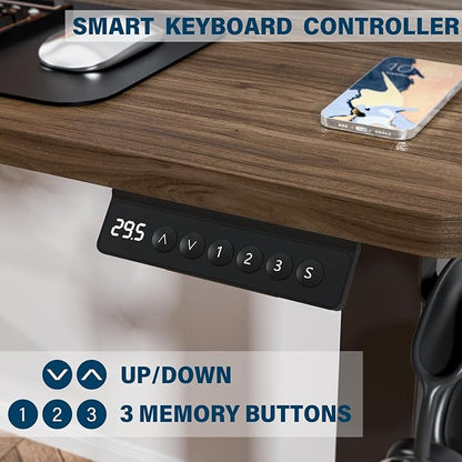 Kingant Standing Desk Height Adjustable Small Electric Stand Up Desks [35 x 20 Inch] - Ergonomic Sit Stand Desk Rising Desks for Home Office Computer Desk Stand Desk Workstation with Cable Management