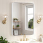 Keonjinn White Bathroom Mirror for Over Sink, 24 x 32 Inch Metal Framed Bathroom Vanity Mirrors for Wall, Rounded Corner Rectangle Farmhouse Mirror, Anti-Rust, HD Tempered Glass(Horizontal/Vertical)