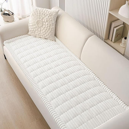 Smiry Couch Cover for Dogs Washable, Non Slip Fuzzy Pet Couch Covers for 3 Cushion Sofa Pet Friendly, Thick Soft Sofa Slipcovers Cushion Protector (White, 27.6" x 70.9")