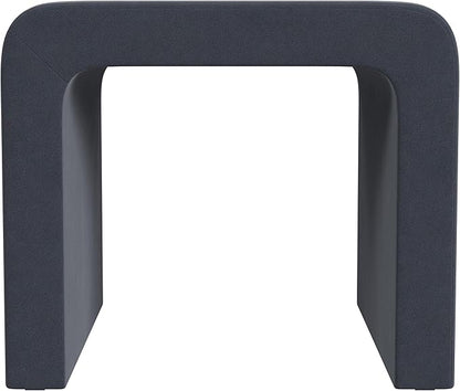 HomePop Modern Arch Velvet Ottoman Home Décor|Ottoman for Living Room & Bedroom - Steel Blue Velvet