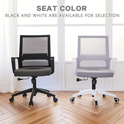 Office Chair ergonomically Designed with Breathable mesh backrest and Lumbar Support Adjustable Height Suitable for Offices Homes bedrooms Study Rooms Black