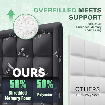 Anluoer Memory Foam Mattress Topper Queen for Back Pain, Rayon Derived from Bamboo Pillow Top Mattress Topper for Hot Sleepers,Cooling Mattress Pad with 8-21" Deep Pocket, 60x80 Inches, Dark Grey