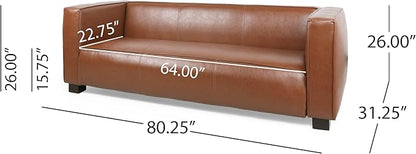 Merax Mid Century Modern 3 Seater Sofa with Birch Wood Legs, 80" Wide Smooth Upholstered Couch for Living Room, Apartment, Light Brown