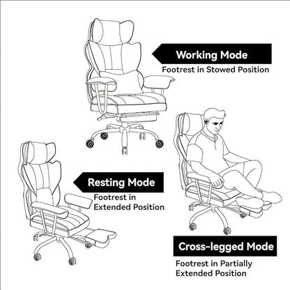 Efomao Big and Tall Office Chair 400lbs - Executive Office Chairs with Footrest, Heavy-Duty PU Leather Computer Chair for Heavy People, Light Green Home Office Desk Chairs