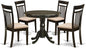 East West Furniture ANCA5-CAP-C 5 Piece Kitchen Table Set for 4 Includes a Round Dining Room Table with Pedestal and 4 Linen Fabric Upholstered Dining Chairs, 36x36 Inch, Cappuccino