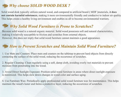 IBF Solid Real Wood Large Computer Desk, 60” Rustic Natural Home Office Desk, Long Industrial Writing Desk for Living Room, Metal Wooden Executive Computer Table, Brown, 60 Inch