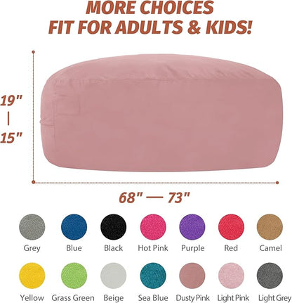 7FT Bean Bag Chair with Ultra Soft Velvet Cover Bean Bag Sofa with Memory Foam Bean Bag Chairs with Large Size Lazy Sofa for Dorm Office Living Room Bedroom Dusty Pink 7'