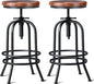 32 inch Vintage Industrial Bar Stool-Metal Wood Swivel Bar Stool-Retro Bar Height Stool-Counter Height Adjustable Kitchen Stools-Set of 2-Extra Tall Pub Height 26-32 Inch,Fully Welded(Black(2pcs))