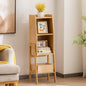 3-Tier Bamboo Bookshelf - Wood Bookcase Organizer with Open Shelves for Living Room & Home Office-Natural Medium
