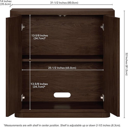 Henn&Hart 32" Wide Rectangular Accent Cabinet in Warm Brown, for Home, Living Room, Bedroom, Entertainment Room, Office
