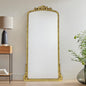 Traditional Ornate Floor Mirror Gold Arched Framed Full Length Wall Mirror Baroque Inspired Full Body Mirror, Antiqued Gold 30 x 60''