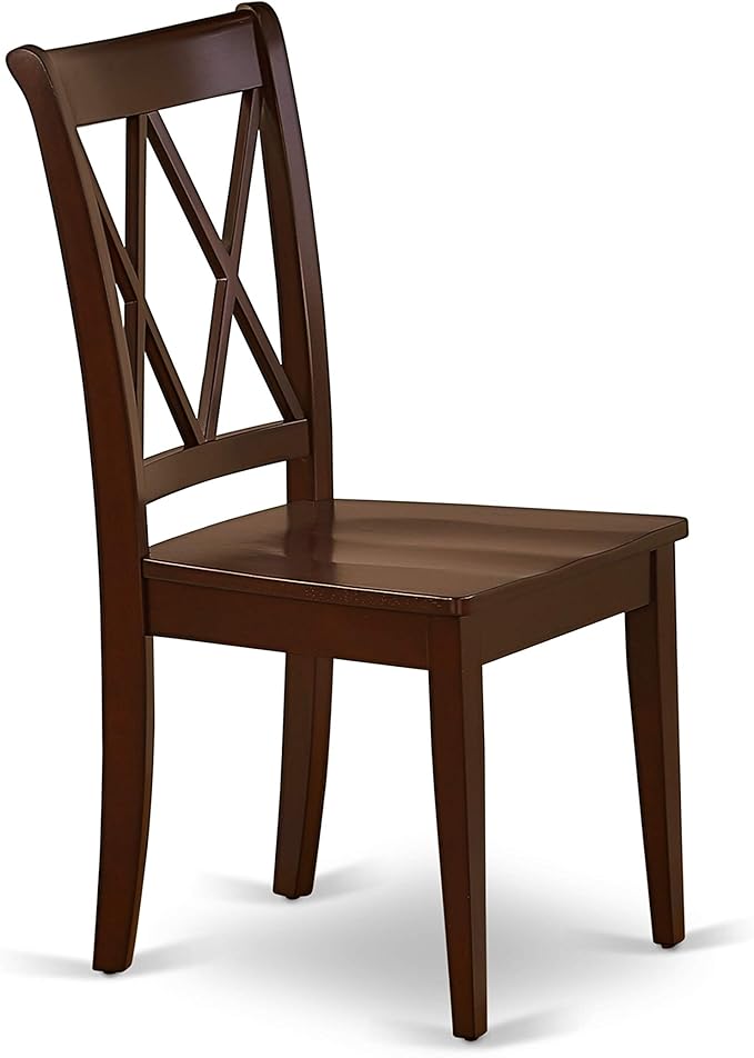 East West Furniture HBCL5-MAH-W 5 Piece Dining Room Furniture Set Includes a Round Kitchen Table with Pedestal and 4 Dining Chairs, 42x42 Inch, Mahogany