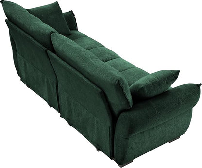 Modern Chenille Fabric 2-Seat Loveseat Sofa, Premium Upholstery Living Room Couch with Tufted Backrest & Comfortable Armrests and High-Resilience Memory Foam Cushions,Green