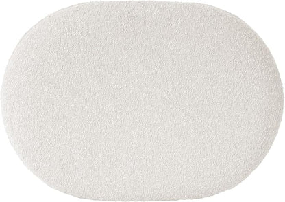 HomePop Quinn Modern Ottoman Home Décor|Ottoman for Living Room & Bedroom - Cream White Boucle