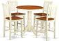 East West Furniture EDVN5-WHI-W 5 Piece Kitchen Counter Height Dining Table Set Includes a Round Wooden Table with Pedestal and 4 Dining Chairs, 30x30 Inch, Buttermilk & Cherry