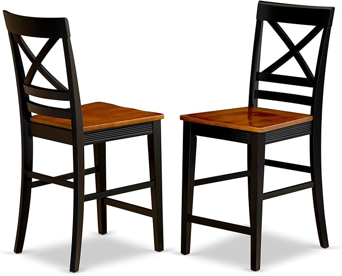 East West Furniture PLQU7-BCH-W 7 Piece Dining Set Consist of an Oval Dining Room Table with Butterfly Leaf and 6 Kitchen Chairs, 42x78 Inch, Black & Cherry