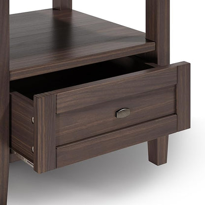 SIMPLIHOME Warm Shaker SOLID WOOD 20 inch Wide Rectangle Transitional End Table in Warm Walnut Brown for the Living Room and Bedroom