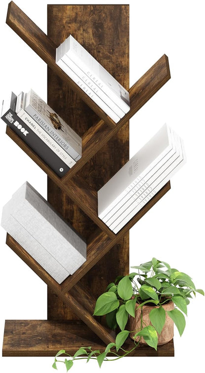 Furinno Tree Bookshelf 5-Tier Floor Standing Tree Bookcase, Amber Pine