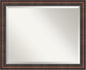 Amanti Art Brown Bathroom Mirror for Over Sink, 26x32 Caleb Brown Rectangle Vanity Mirror, Large Rustic Farmhouse Frame, Hangs Horizonally and Vertically, Bathroom Wall Decor, Beveled Edge