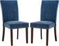 COLAMY Upholstered Parsons Dining Chairs Set of 4, Fabric Dining Room Kitchen Side Chair with Nailhead Trim and Wood Legs - Dark Blue