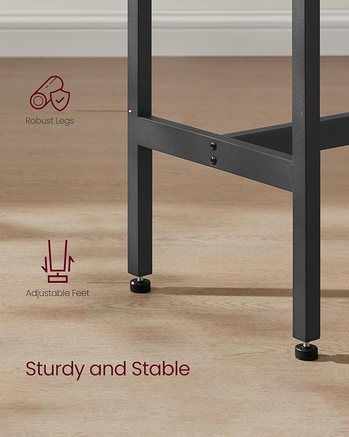 VASAGLE Bar Table, Narrow Long Kitchen Dining Table, Sturdy Metal Frame, Industrial, 15.7 x 47.2 x 35.4 Inches, Ebony Black and Ink Black ULBT120B56