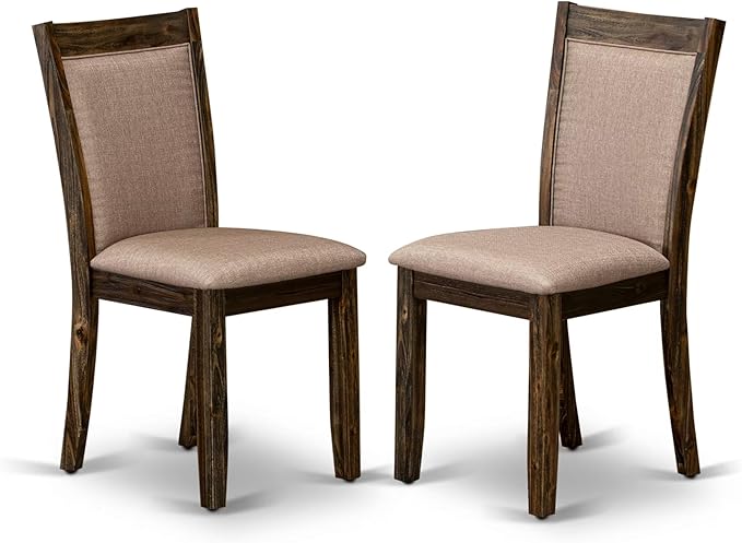 East West Furniture V777MZ716-9 9 Piece Dining Table Set Includes a Rectangle Dining Room Table with V-Legs and 8 Dark Khaki Linen Fabric Parsons Chairs, 40x72 Inch, Multi-Color
