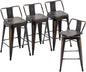 30 Inch Swivel Bar Stools Set of 4 with Backs Counter Height Industrial Metal Barstools Island Bar Chairs for Home Kitchen Dining Room (Swivel 30 inch, Distressed Gold Wooden)