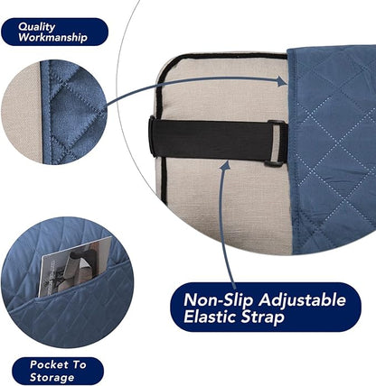 PureFit Reversible Sofa Couch Cover Water Resistant Couch Covers for 3 Cushion, Washable Furniture Cover with Non-Slip Foam and Adjustable Strap for Dogs, Pets (Sofa, Dark Blue/Light Blue)