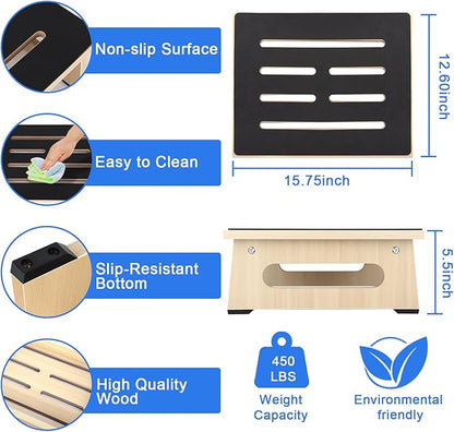 One Step Stool for Adults Seniors with Non-Slip Rubber Stepping Feet, Heavy Duty Platform Step Stools, 5.5 in Portable Bed Steps for High Beds for Bathroom, Bedroom, Kitchen & Bedside Kids Support