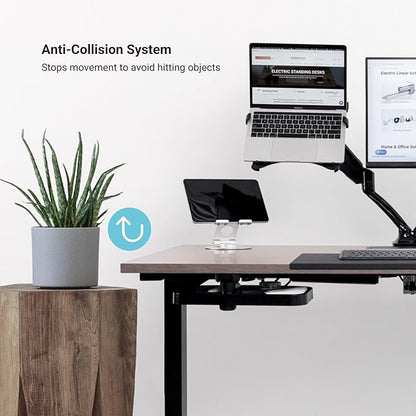 Progressive Desk Stand Up Adjustable Height Electric Standing Desk - 60"x30" Dual Motor, Computer Workstation Sit Stand Table for Home Office - Warm White, Gray Frame