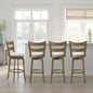 Armen Living Blair 30 in. Putty Brown Bar Height Rubberwood Swivel Barstool with Cream Fabric Seat - Set of 4