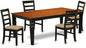 East West Furniture LGPF5-BCH-C 5 Piece Modern Dining Table Set Includes a Rectangle Wooden Table with Butterfly Leaf and 4 Linen Fabric Dining Room Chairs, 42x84 Inch, Black & Cherry