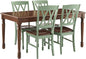 Crosley Furniture Shelby 5-Piece Traditional Dining Table Set for 4, Dinner Tables with Kitchen Chairs, Distressed Teal/Dark Cherry