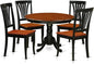 East West Furniture HLAV5-BCH-W 5 Piece Modern Dining Table Set Includes a Round Wooden Table with Pedestal and 4 Kitchen Dining Chairs, 42x42 Inch, Black & Cherry