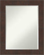 Amanti Art Brown Bathroom Mirror for Over Sink, 29x23 Wildwood Brown Rectangle Vanity Mirror, Medium Rustic Farmhouse Frame, Hangs Horizonally and Vertically, Bathroom Wall Decor, Beveled Edge