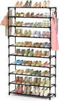 10 Tiers Shoe Rack 50 Pairs Large Capacity Tall Shoe Organizer Sturdy Shoe Storage with Two Hooks Space Saving Metal Wide Shoe Rack for Closet, Entryway, Bedroom, Black