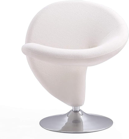 Manhattan Comfort Curl Swivel Accent Chair Set of 2 with 360° Turn, Fully Assembled, Upholstered in Wool Blend, Modern Ergonomic Design with Polished Chrome Base, Living Room & Office, Set of 1, Cream